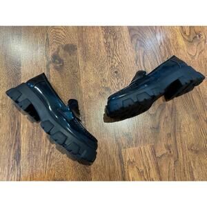 Bar III Women's Paz Lug Sole Loafers Black Size 9.5 90's Style Casual Footwear